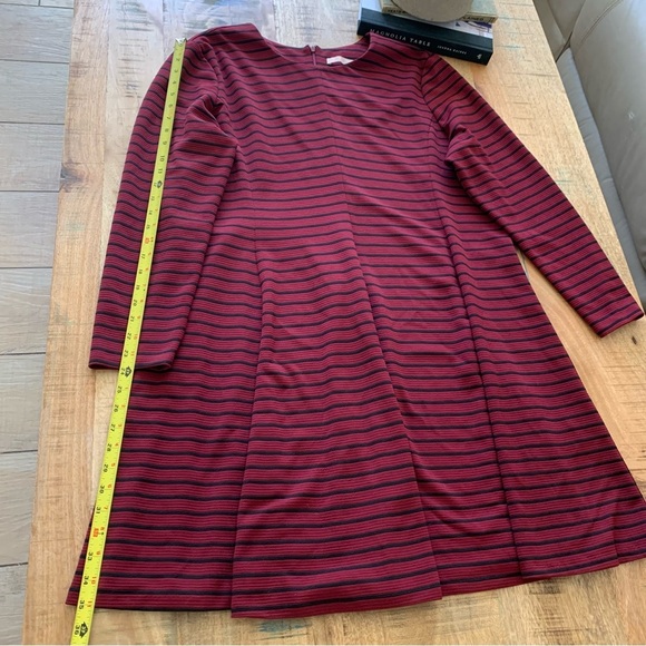 Anthropologie Hutch Maroon and Black Striped Fit and Flare Long Sleeve Dress 2XL - Picture 4 of 14